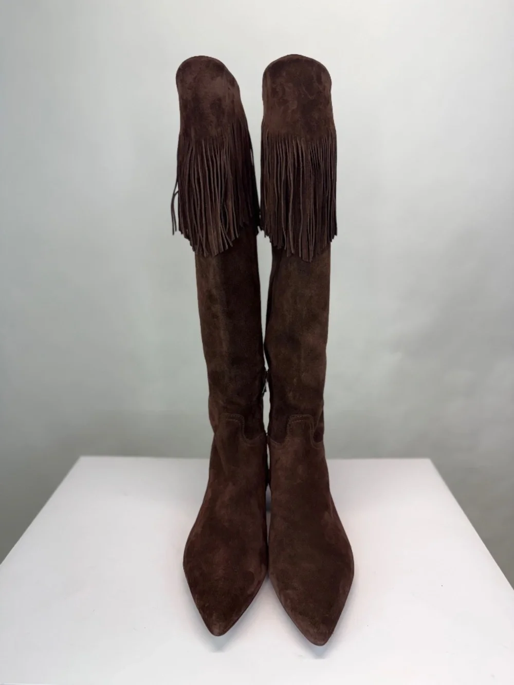 New Polo Ralph Lauren Fringe-Trim Suede Boot Knee High Sz 7